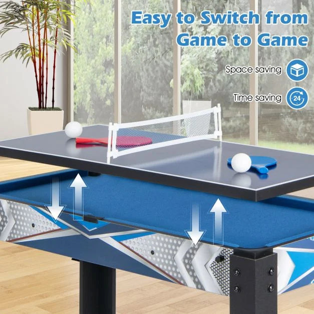 6-In-1 Combo Game Table with Air Hockey Billiards Table Tennis