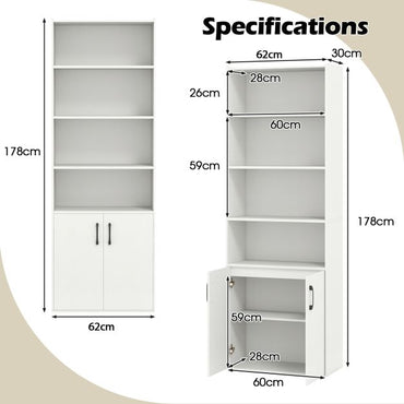 6-tier Modern Style Bookcase with Adjustable Shelves