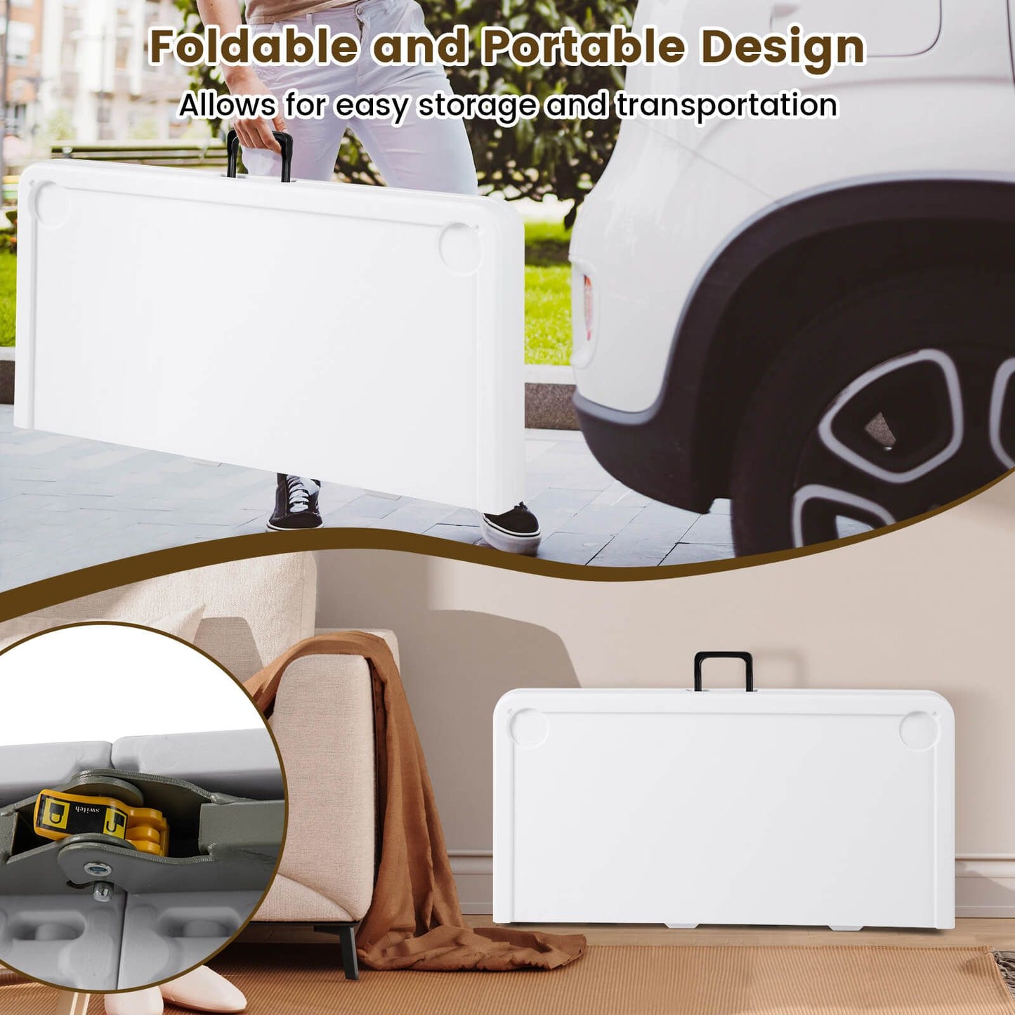 90 CM Folding Chess Table with Removable Table Mat