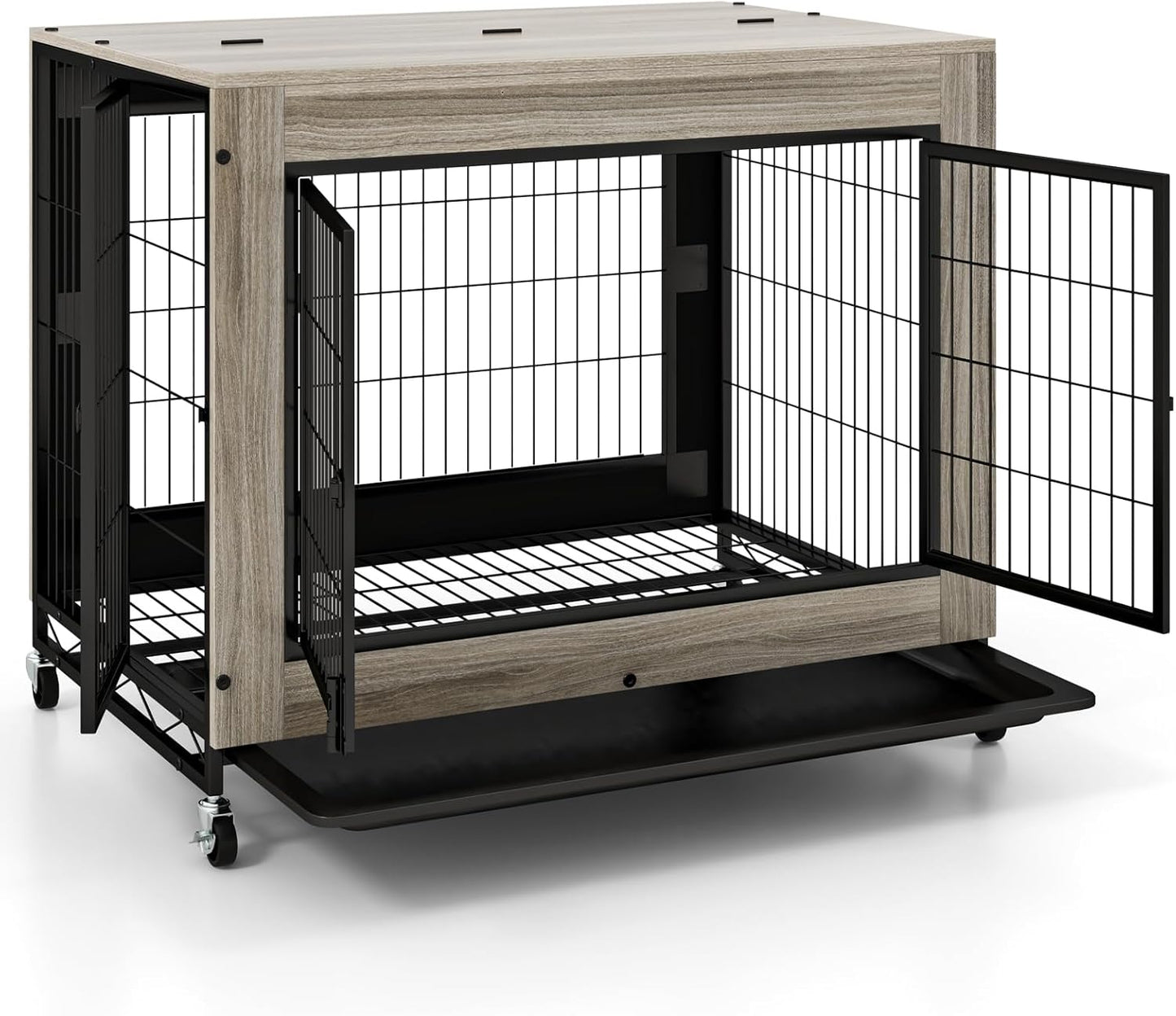 Wooden Dog Kennel Side Table with Flip-up Top