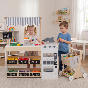 Kids Grocery Store Playset with Shopping Cart for Toddler Boys Girls 3+