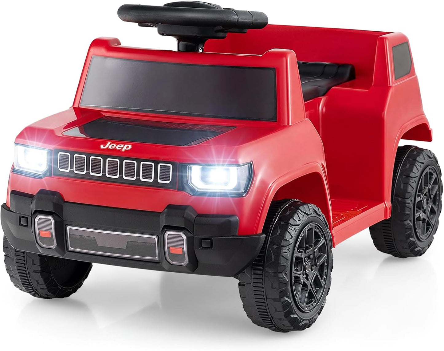 12V Kids Ride on Car, Licensed Jeep Electric Vehicle with LED Lights