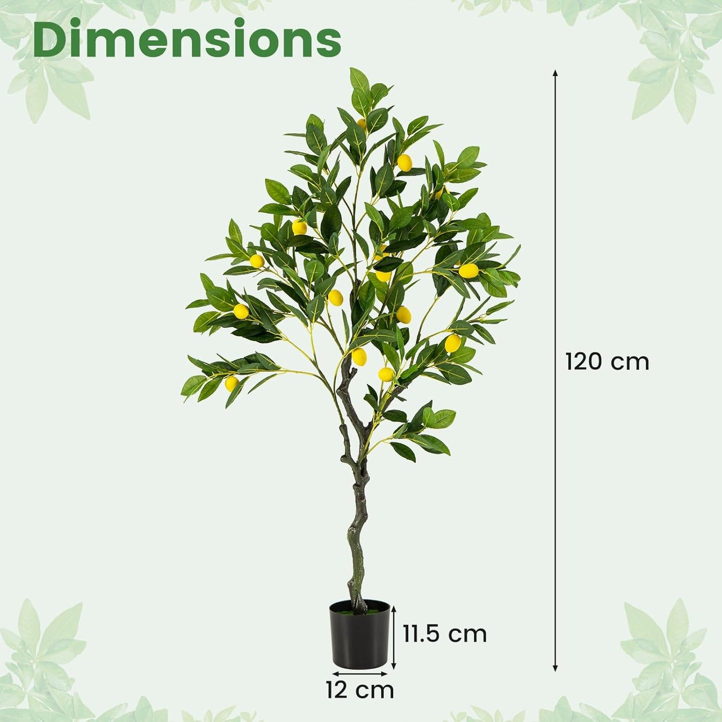 Fake Lemon Plant with Lemon Fruits and Cement Pot