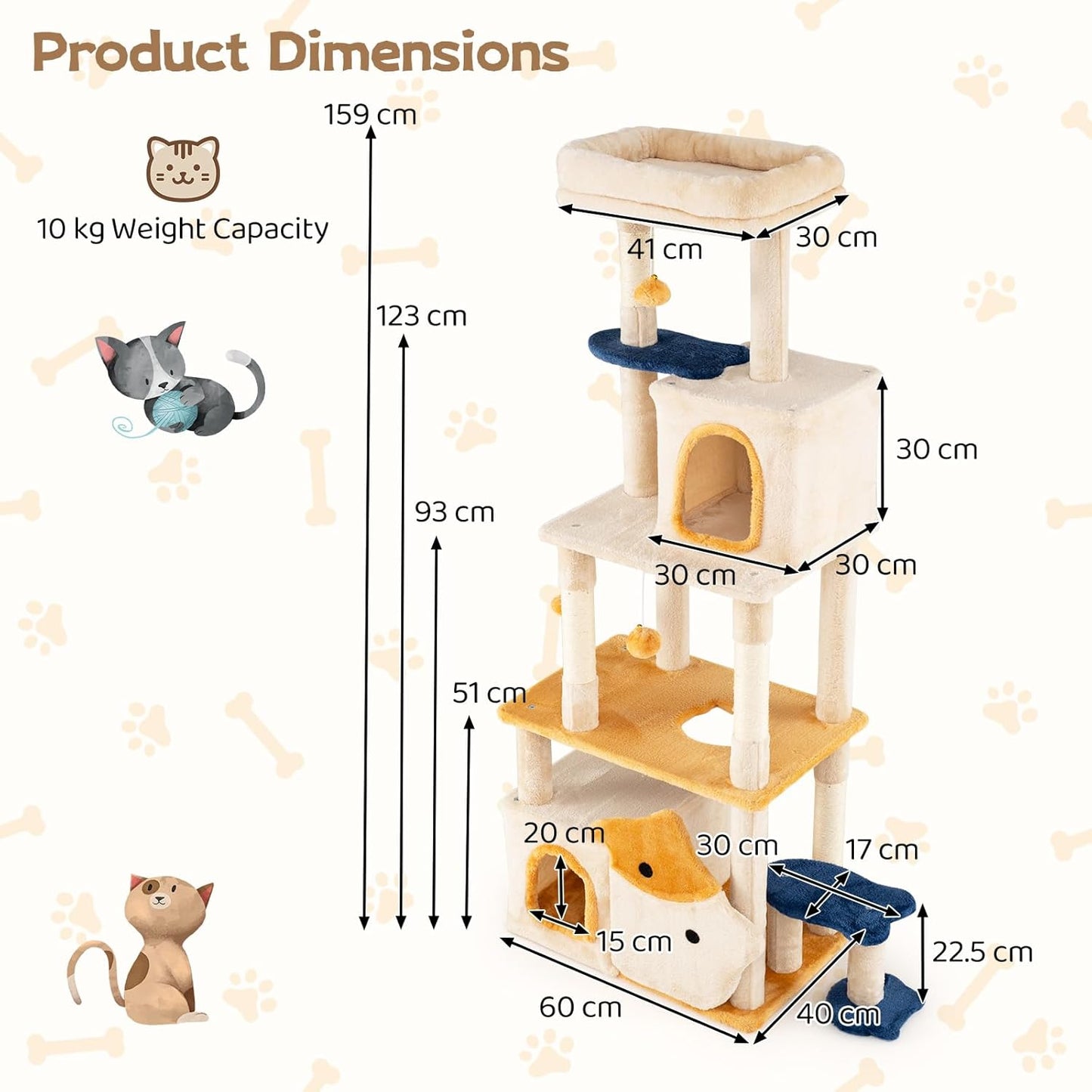 Cat Tree, Multi-Layer Cats Tower with Plush Perch, Condo