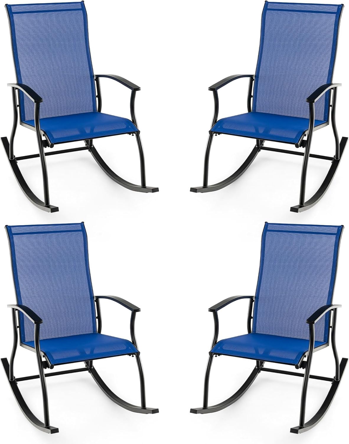 2 Pieces Outdoor Rocking Chairs with Breathable Backrest