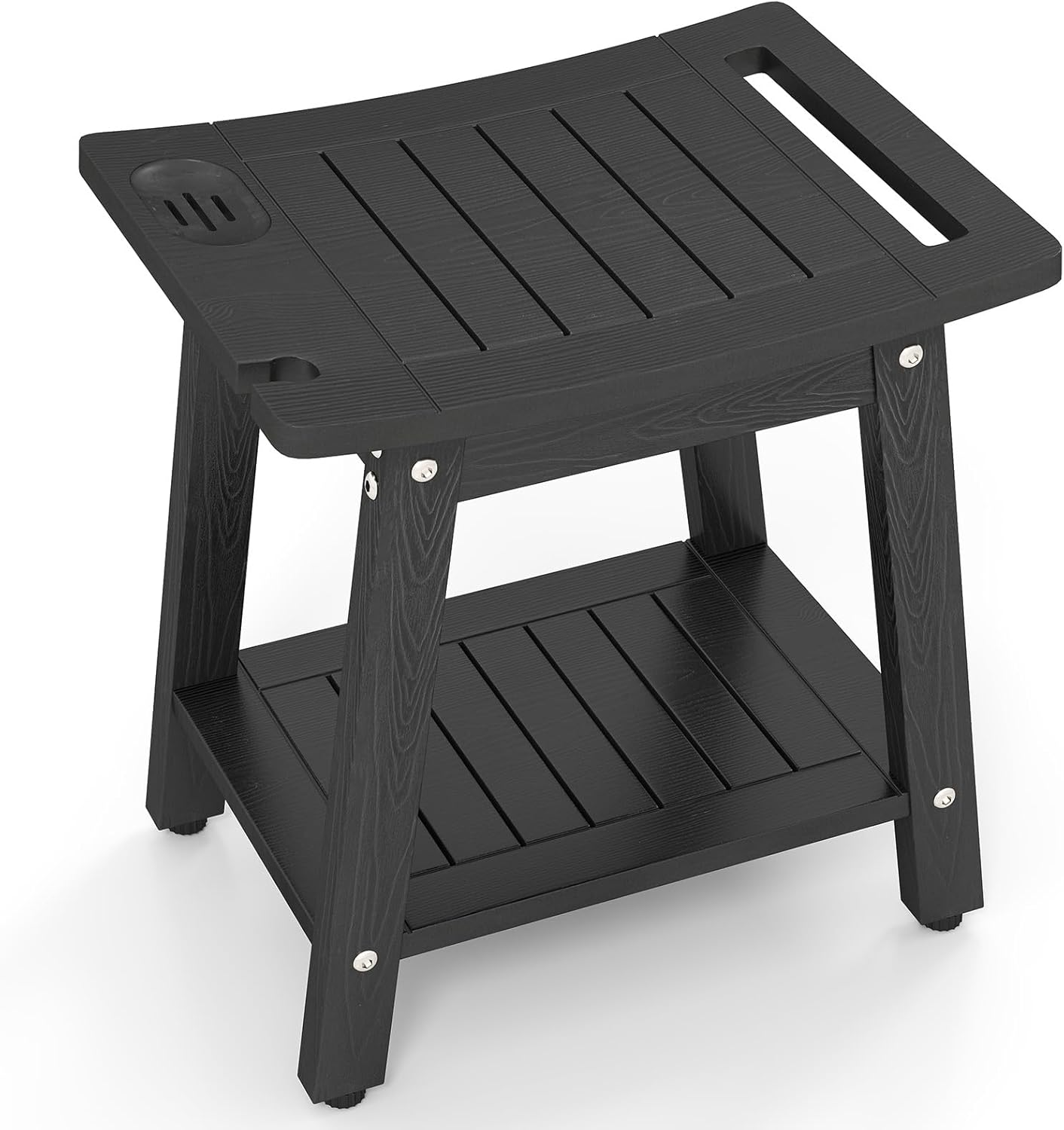HIPS Slatted Spa Bath Stool Seat with Storage Shelf