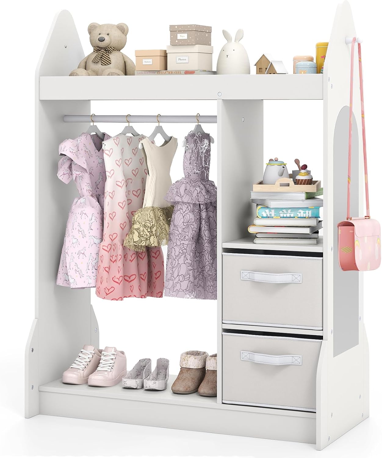 Kids Dress up Storage, Children Wardrobe with Mirror
