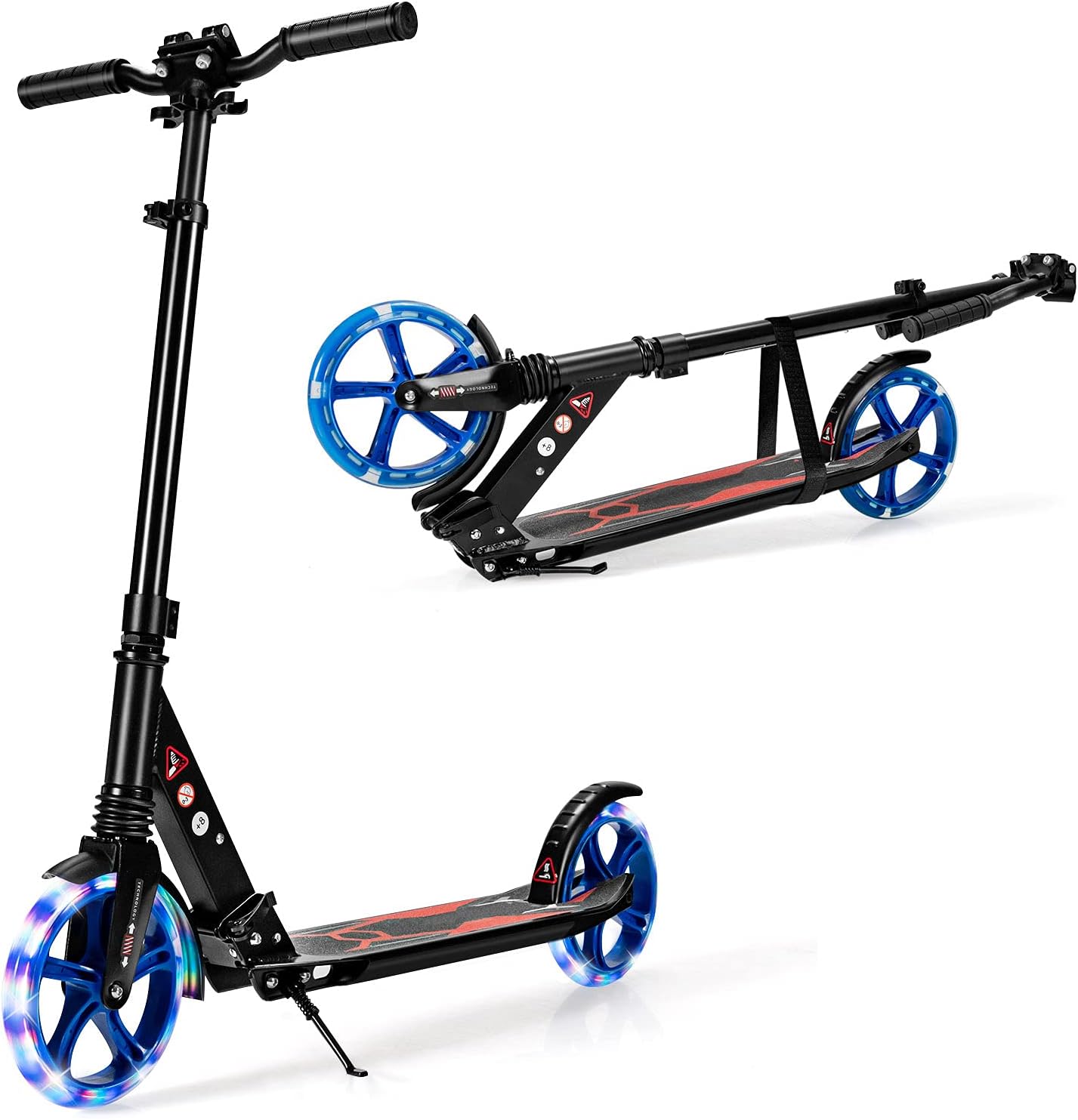 Light Up Scooter with 200mm Large Wheels and Carrying Strap