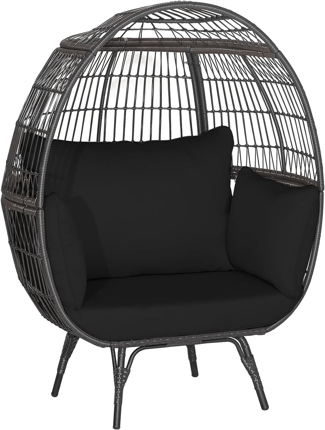 Oversized Patio Wicker Egg Lounge Chair with 4 Soft Cushions
