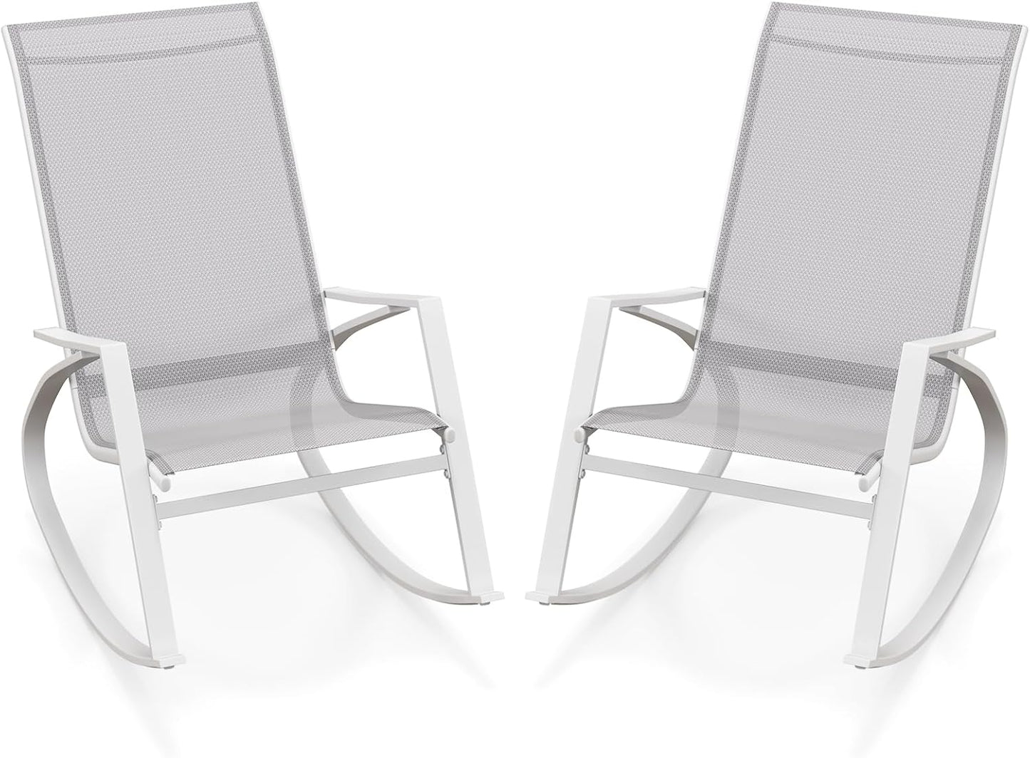 2 Pieces Outdoor Rocking Armchairs Relax Porch Rocker with Non-Slip Rubber Mats