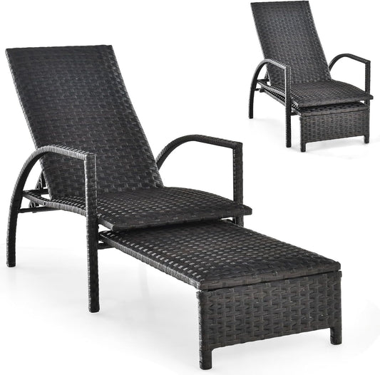 Patio Chaise Lounge with 5-Level Adjustable Backrest