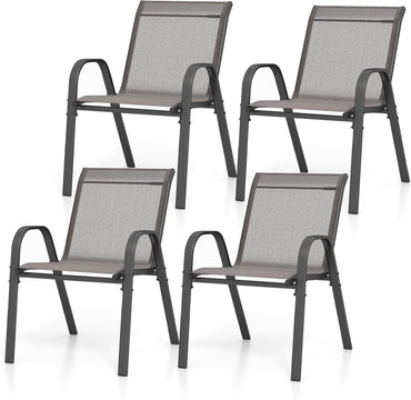 Set of 4 Patio Chairs with Armrests for Garden Deck and Porch