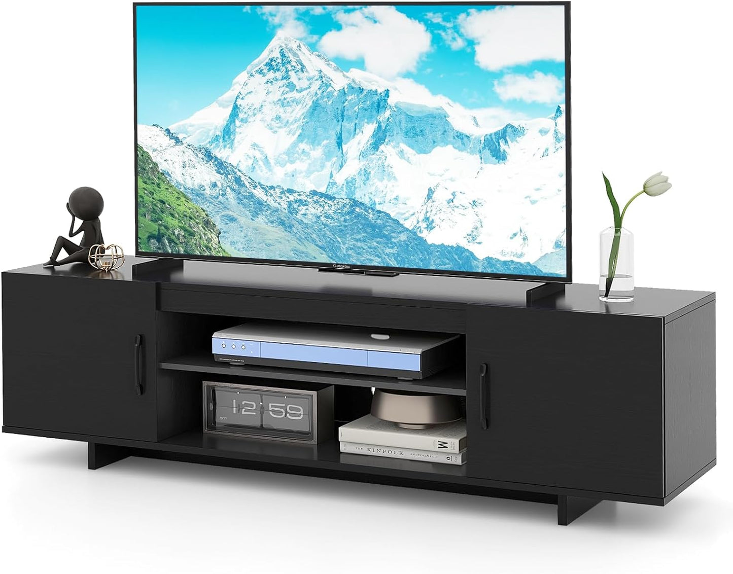 TV Stand for TVs up to 70 Inches with Power Outlet and 2 Cable Holes