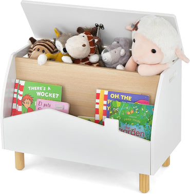 Giantex Wooden Toy Box Kids Storage Chest with Flip-top Lid Multifunctional Children's Organizer