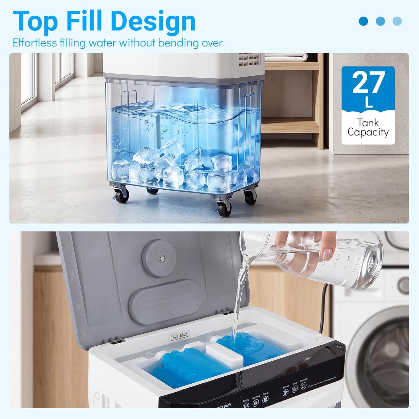 3-in-1 Evaporative Air Cooler with 15L Water Tank and 3 Speeds