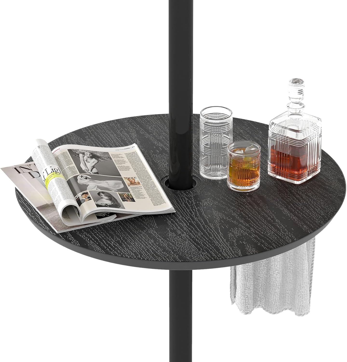 Outdoor Umbrella Table, Adjustable Round Parasol Table Cup Holder