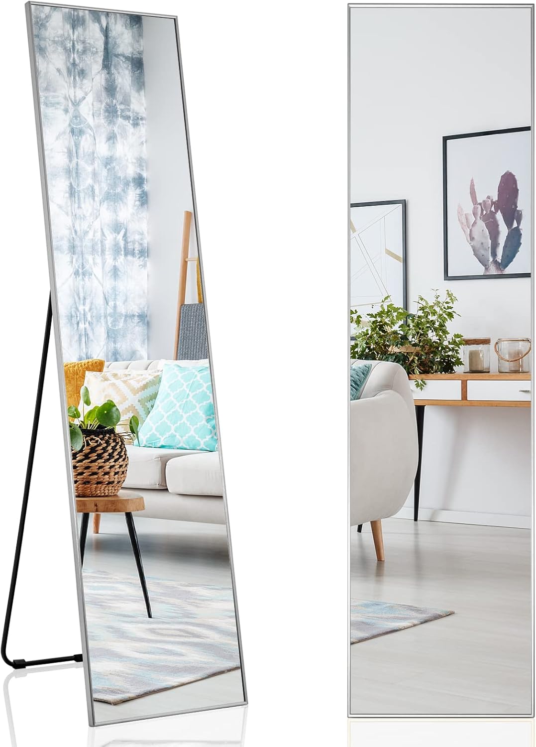 160x40cm Wall Mounted/Leaning/Free Standing Aluminum Alloy Frame Floor Mirror