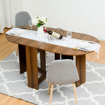 GiantexUK Wooden Kitchen Dining Table, Indoor & Outdoor Folding Drop Leaf Desk