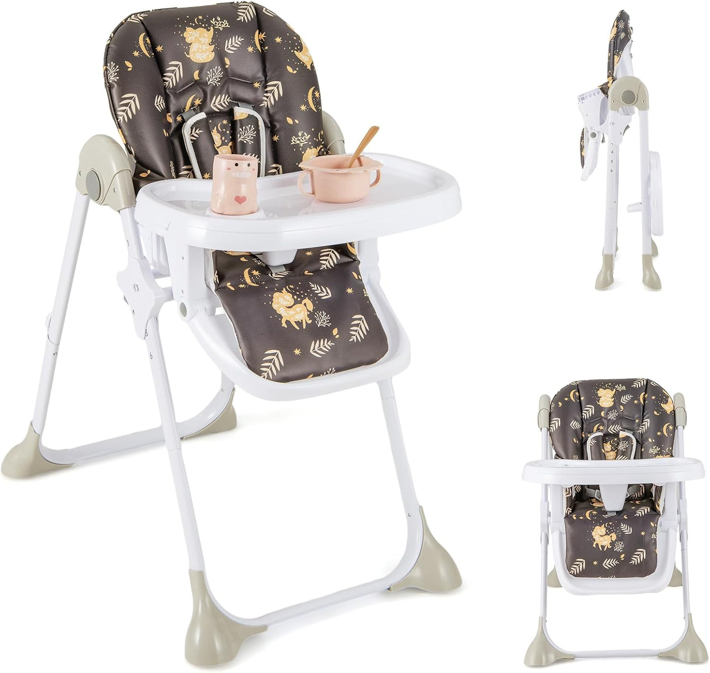 Height Adjustable Feeding High Chairs with Removable Tray