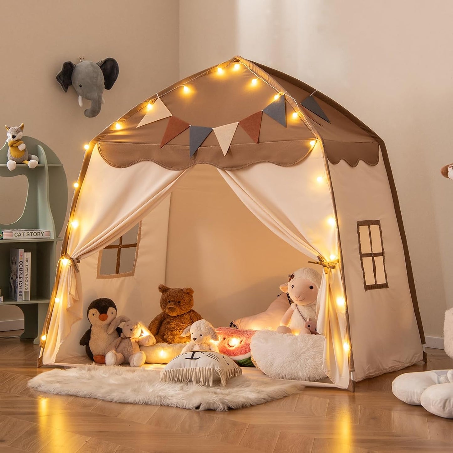 Kids Play Tent Bed Tent Extra Large with Lights for 3-12 Years Old
