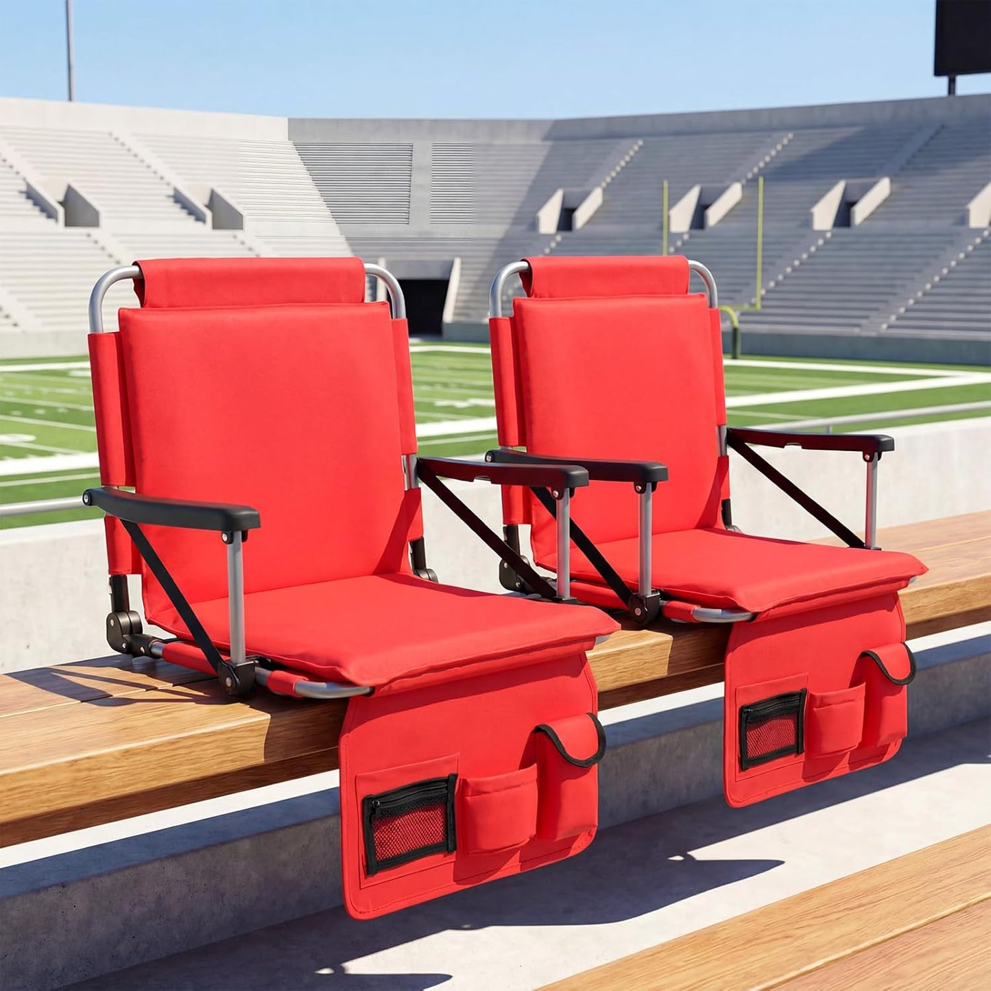Foldable Stadium Seat, Padded Camping Chair with Back Support