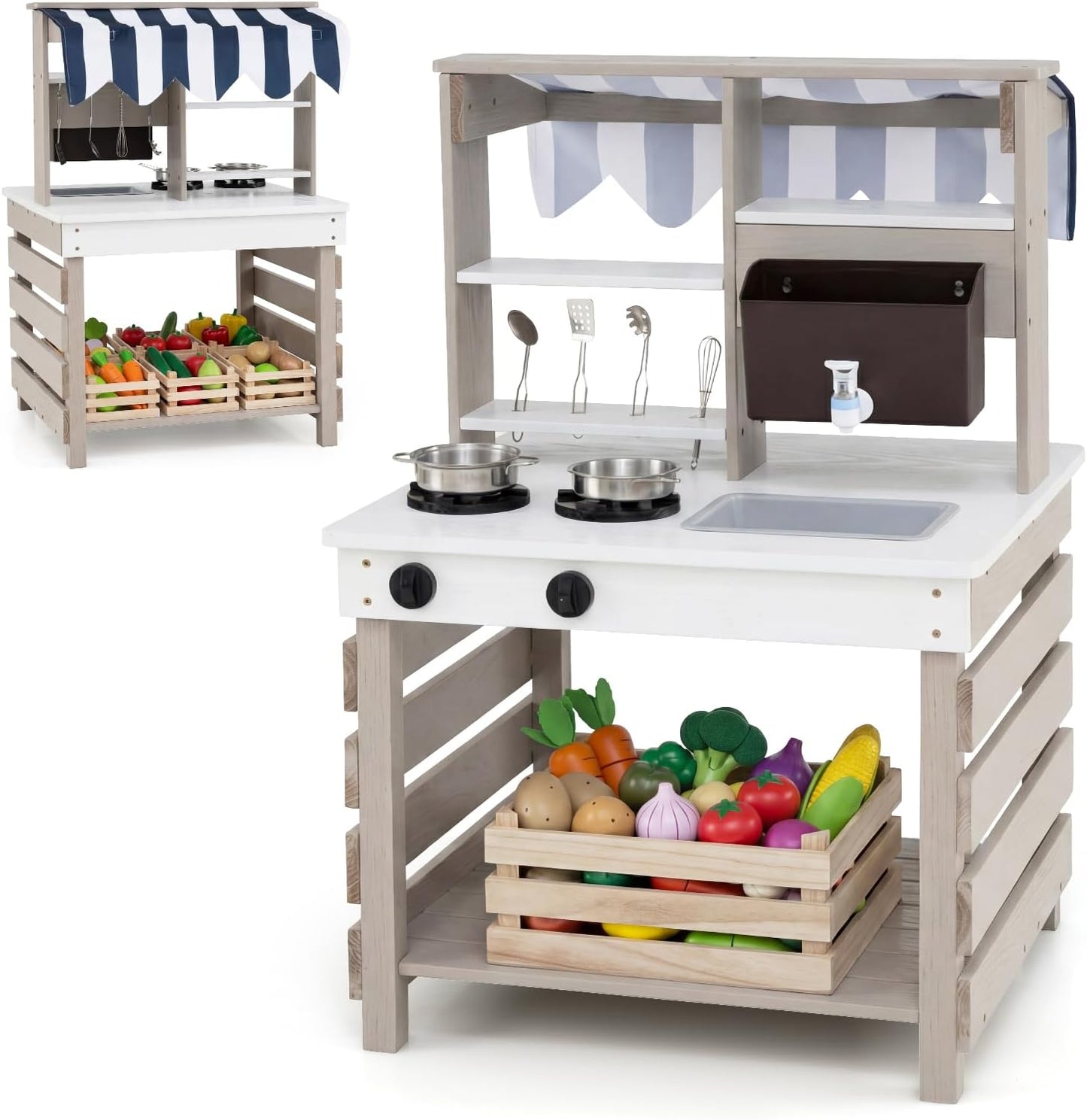 Outdoor Mud Kitchen for Kids with Removable Sink