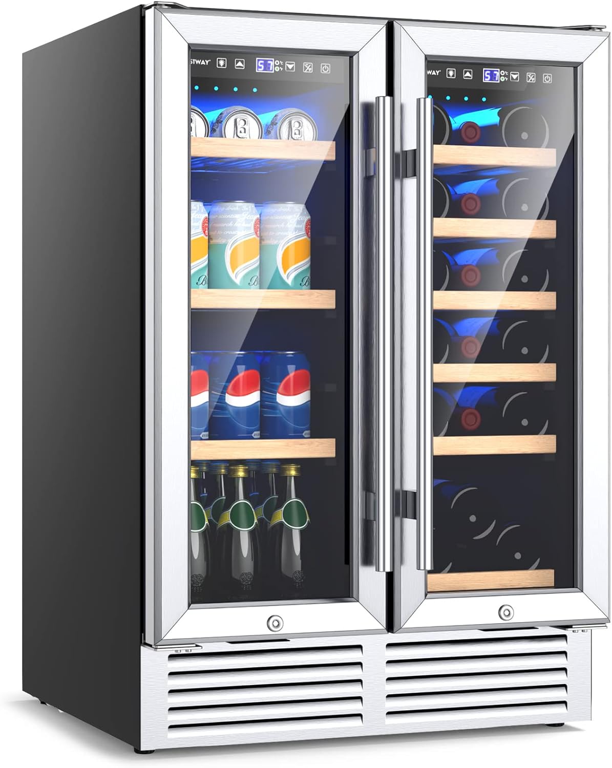 120L Dual Zone Wine Beverage Refrigerator