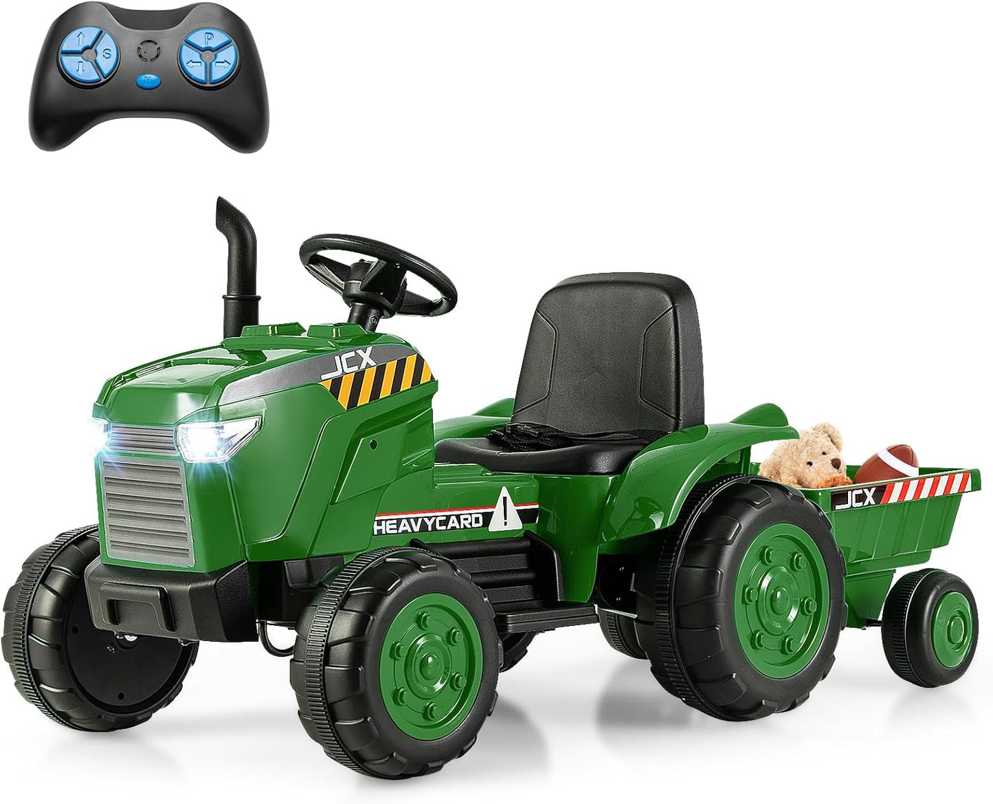 Electric Ride on Tractor, 12V Kids Toy Car with Detachable Trailer