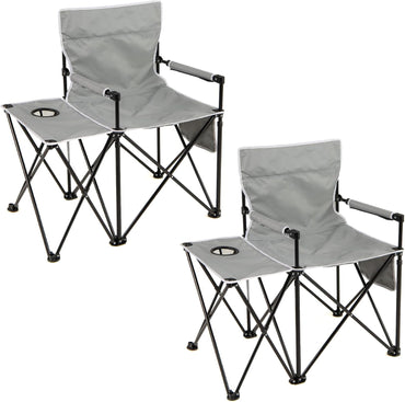 2 Pack Oversized Folding Camping Chair with Side Table and 2 Storage Pockets