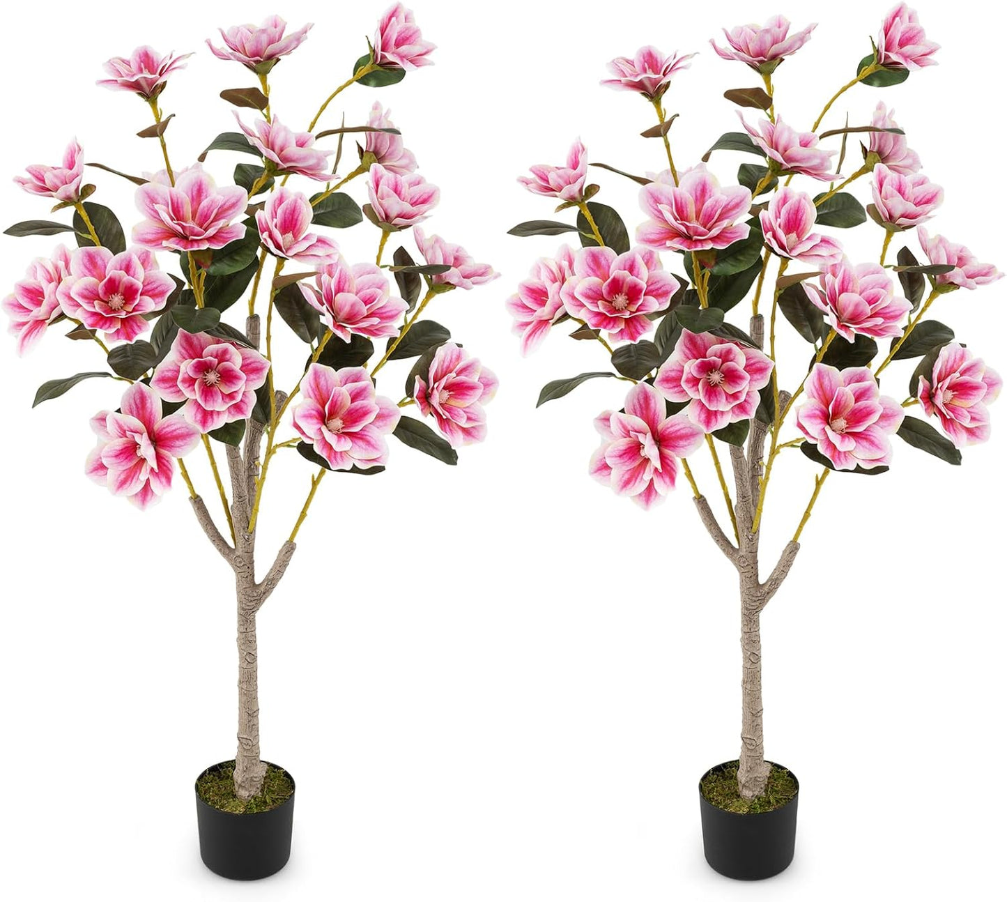 130CM Artificial Magnolia Tree Faux Wedding Flower Plant with Realistic Moss