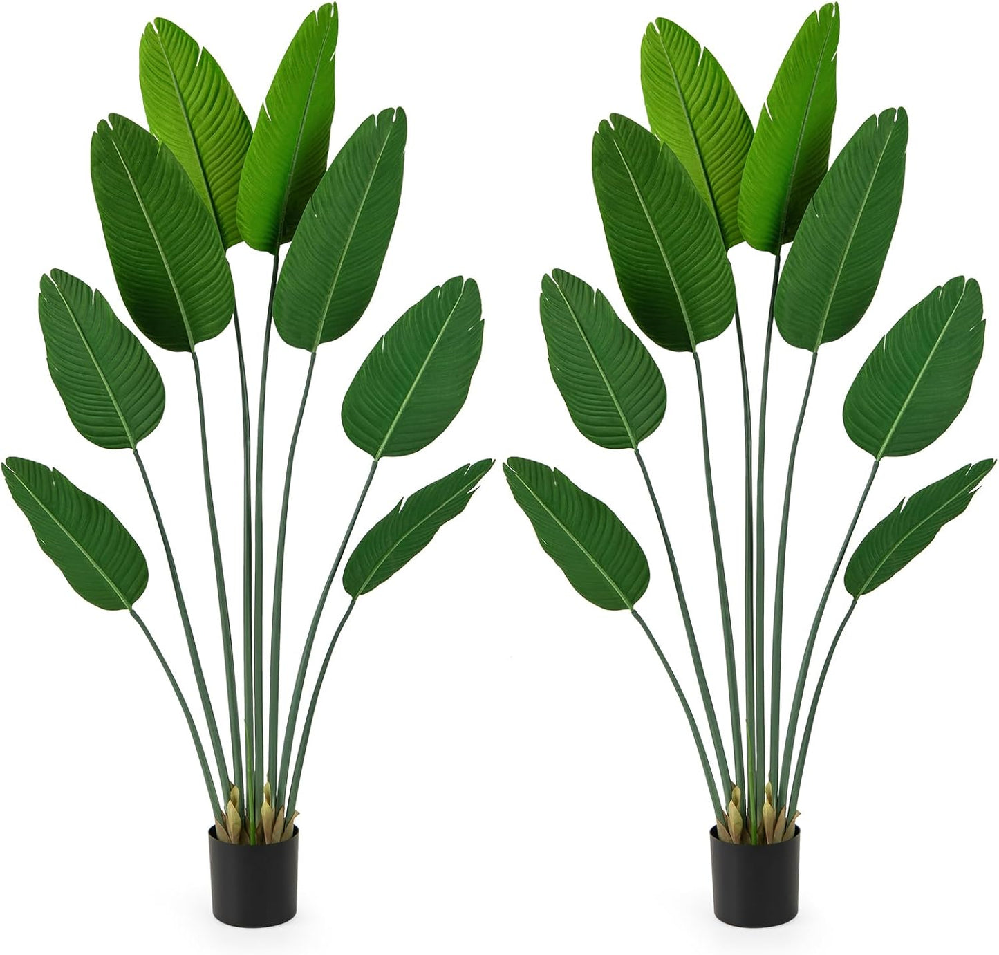 1.9 M Artificial Banana Leaf Tree with 8 Fabric Banana Leaves and Stable Cement-filled Pot
