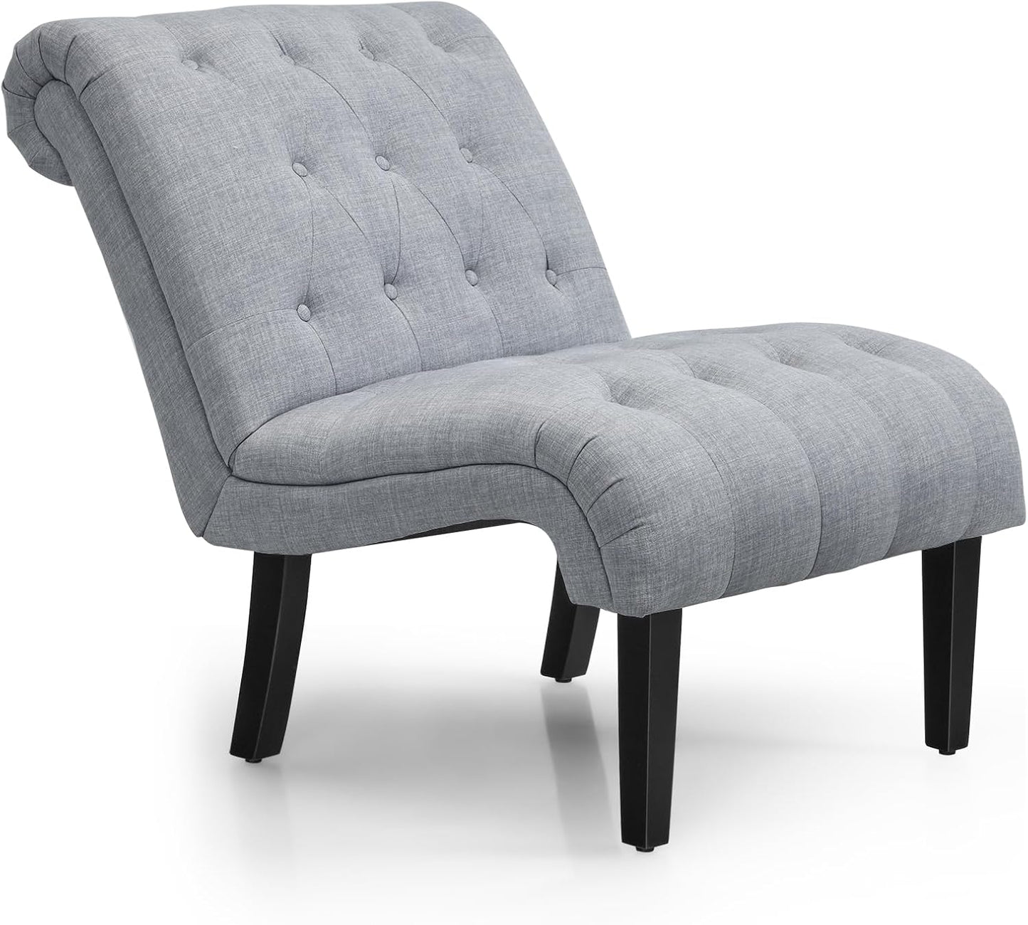 Modern Upholstered Accent Chair with Button Tufted Linen Fabric