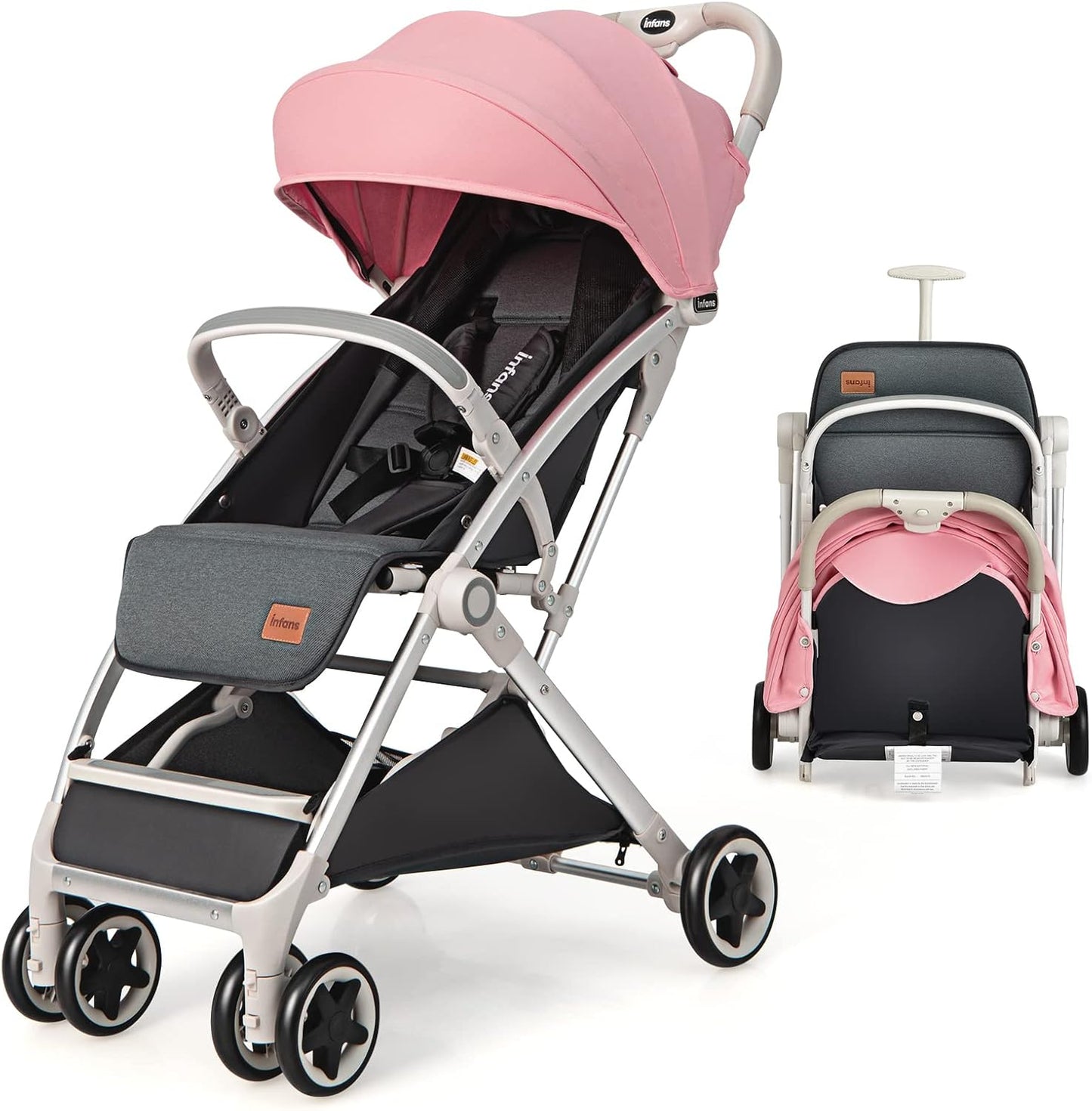 One-Hand Foldable Infant Pushchair with 5-Point Harness