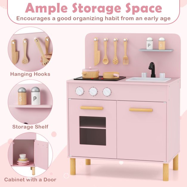 Toddler Pretend Play Kitchen with Light up Stove and Cooking Sounds
