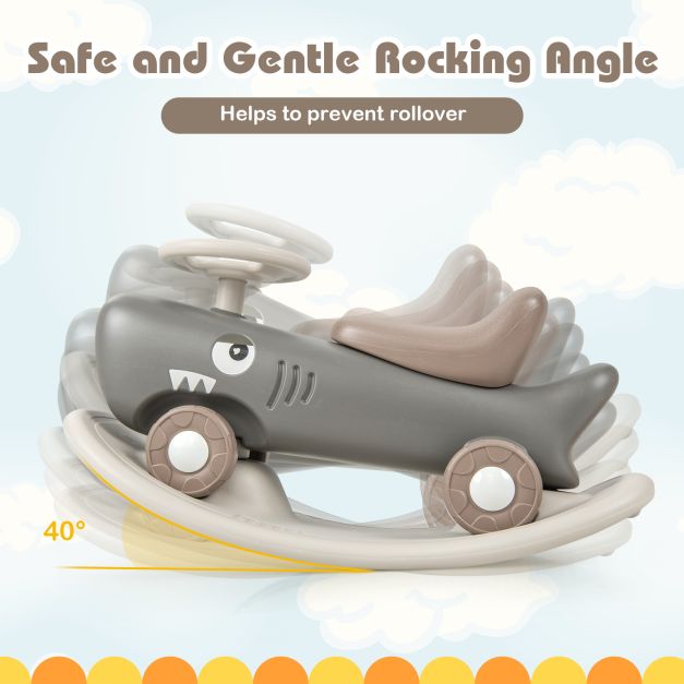 Kids 3-in-1 Convertible Rocking Horse and Sliding Car for Indoor Outdoor Use