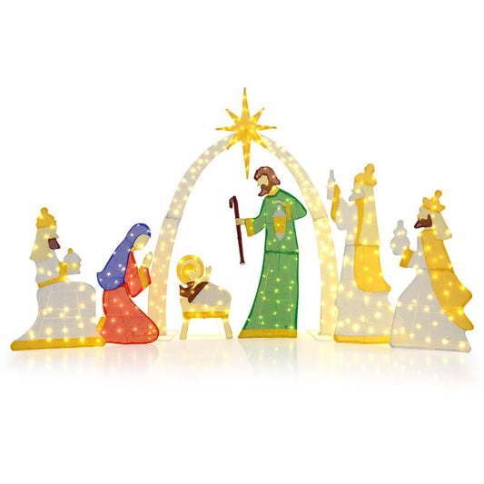 7 Pcs Lighted Nativity Scene with 310 Warm White LED Lights