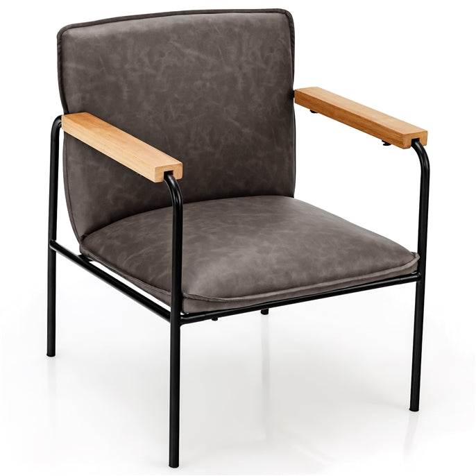 PU Leather Accent Chair with Armrests Backrest and Seat Cushion