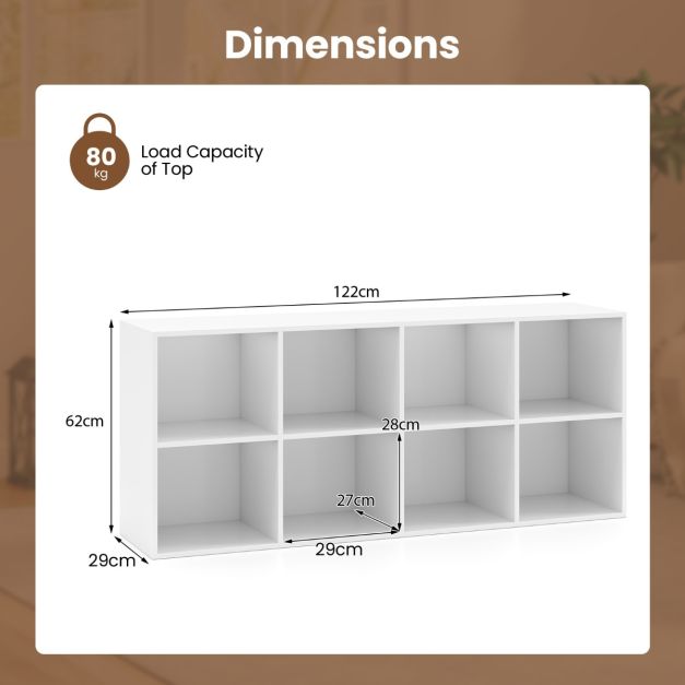 8-Cube Bookcase Bookshelf with 2 Anti-Tipping Kits