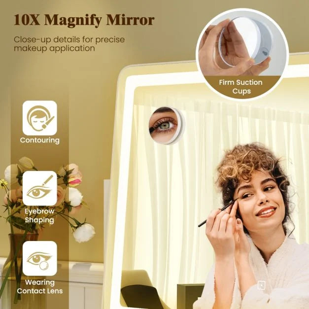 80 x 55 CM Large Vanity Mirror with Touch Control and 3-Color Lighting Mode