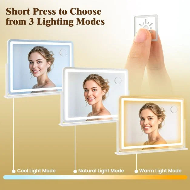 80 x 55 CM Large Vanity Mirror with Touch Control and 3-Color Lighting Mode