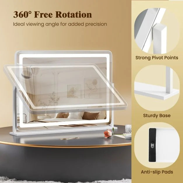 80 x 55 CM Large Vanity Mirror with Touch Control and 3-Color Lighting Mode