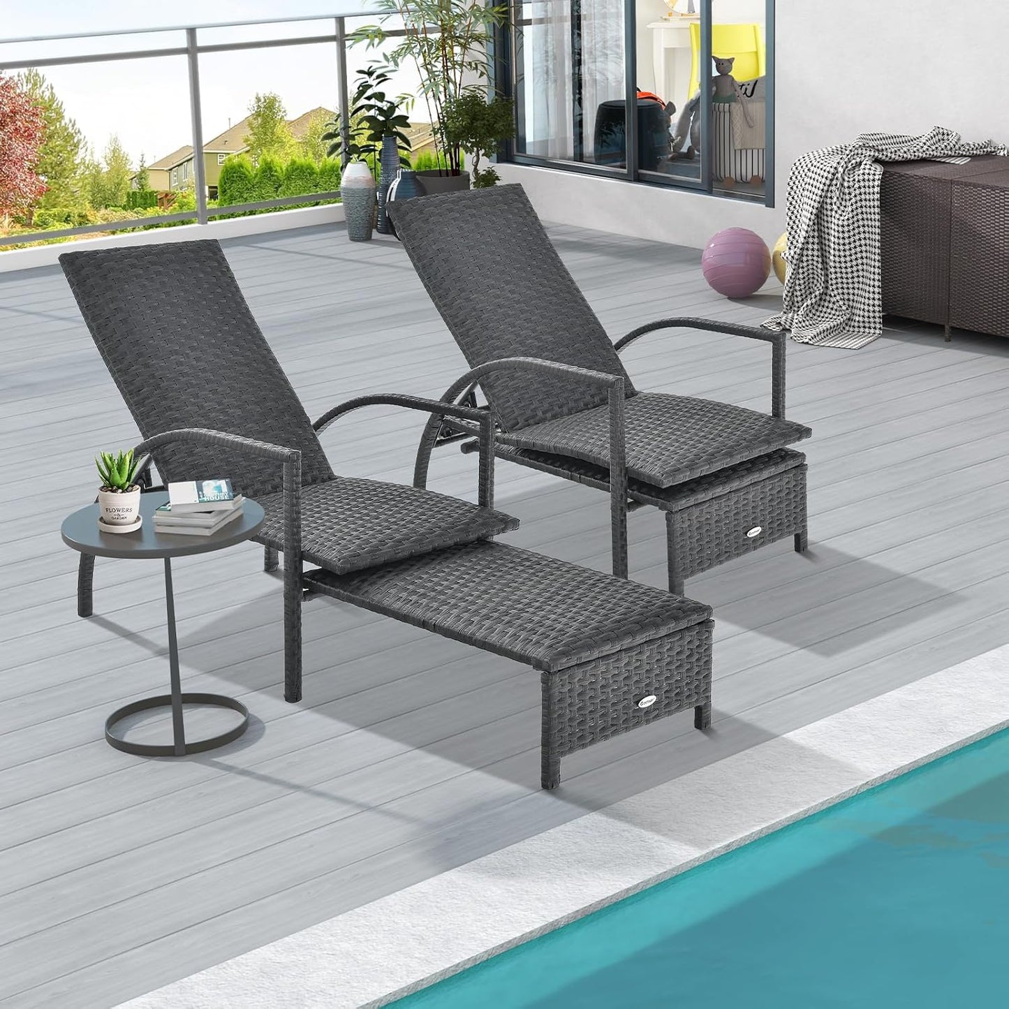 Patio Chaise Lounge with 5-Level Adjustable Backrest