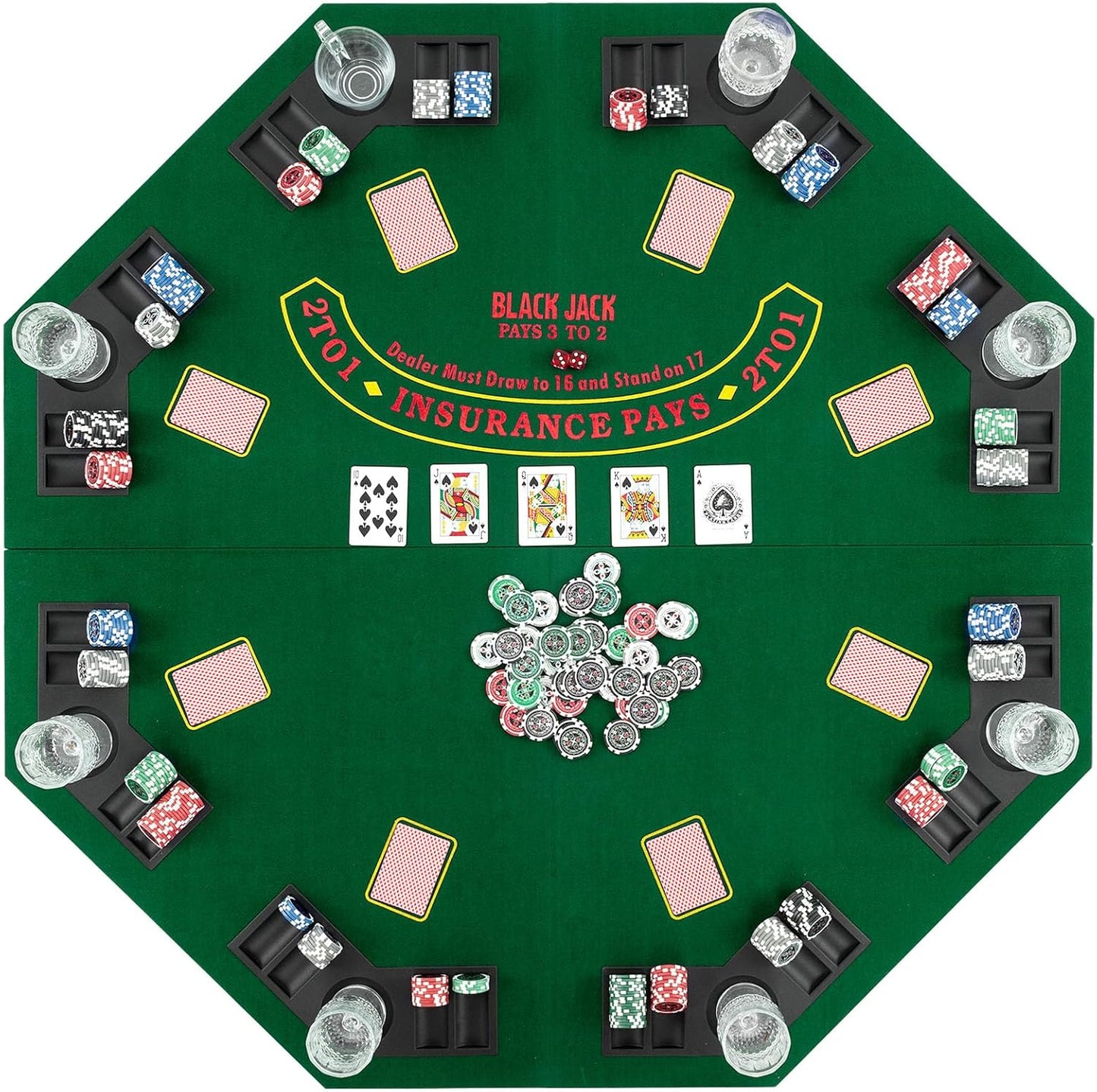 120CM 8-Player Foldable Poker Table Top with Carrying Bag