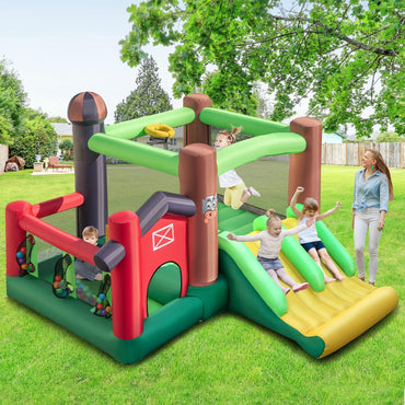 Inflatable Trampoline Bouncy House with Dual Slides without Blower