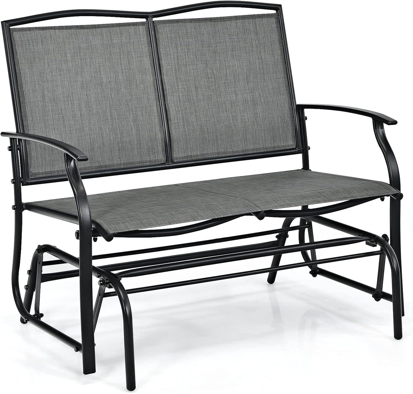 Patio Double Steel Frame Fabric Swing Gliding Chair Loveseat