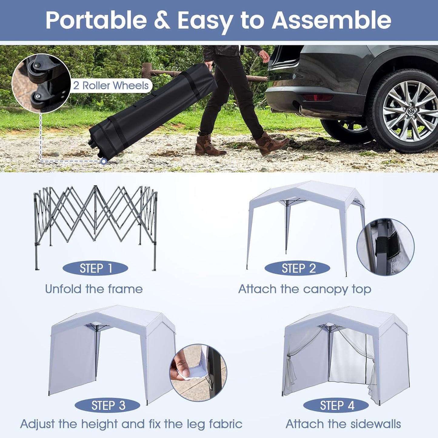 3m x 3m Pop up Canopy Tent with Sidewalls and Netting