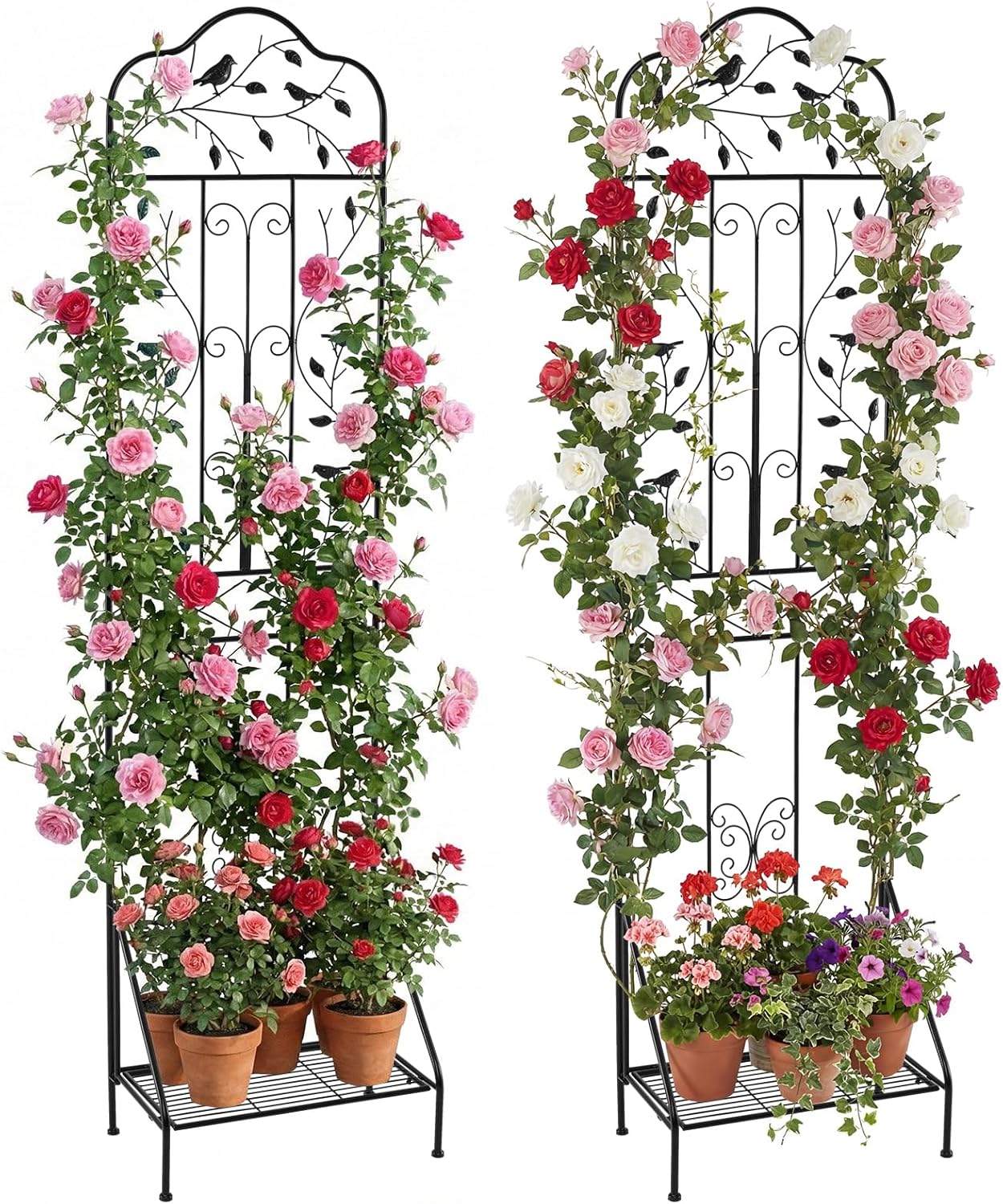 Garden Trellis with Foldable Shelf and Anti-Tipping Device