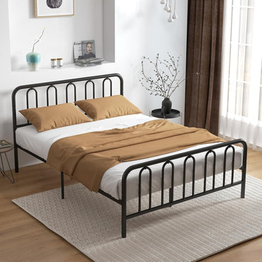 Double/King Size Metal Bed Frame, 4FT6/5FT Platform Bed Frame with Headboard