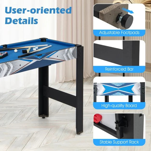 6-In-1 Combo Game Table with Air Hockey Billiards Table Tennis