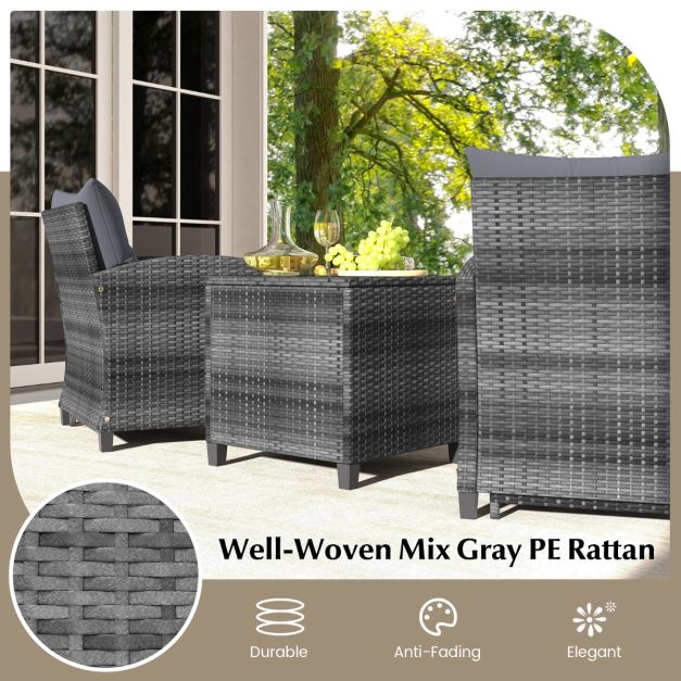 5 Piece Wicker Patio Furniture Set with 2 Cushioned Chairs and 2 Ottomans